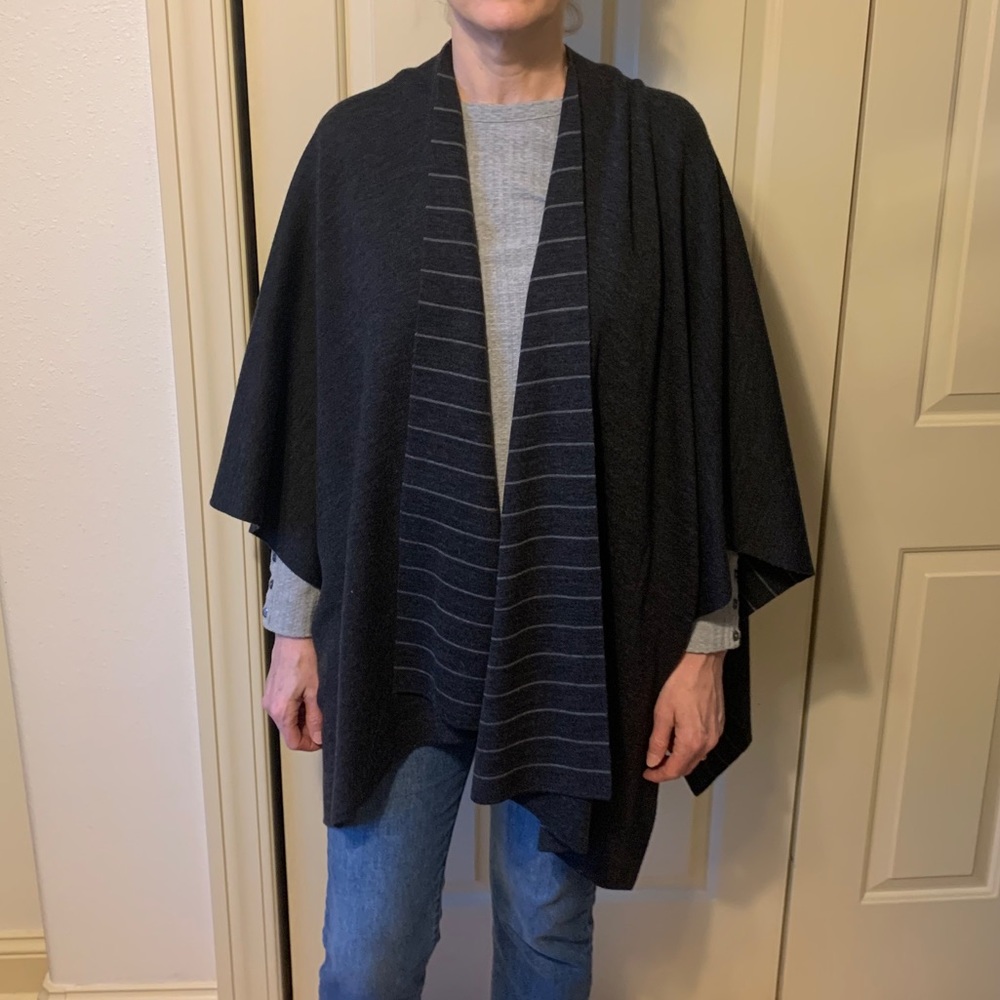 Eileen Fisher Reversible Italian Wool Cape/Shawl